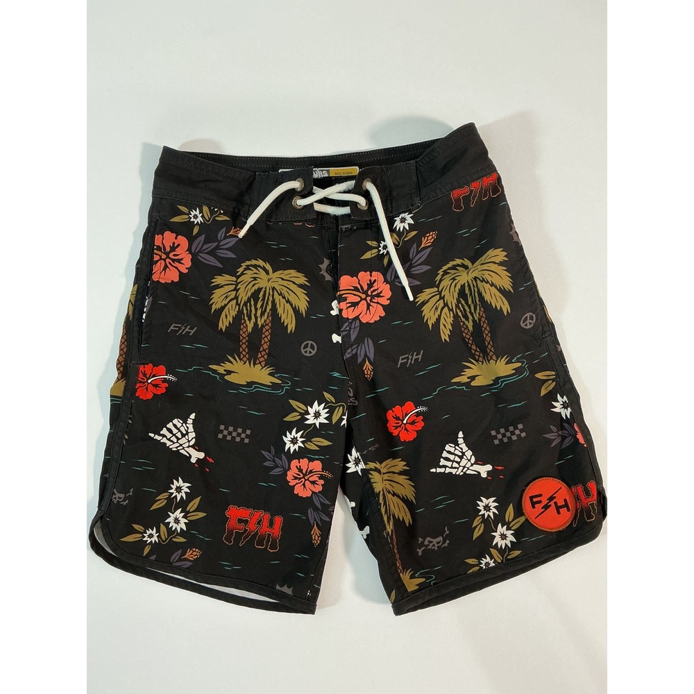 Fasthouse Youth After Hours Tribe Boardshorts Black Size 24 (7/8)